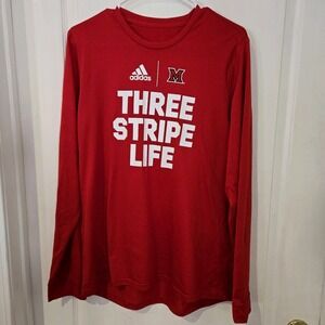 University Maryland  Adidas Red 3 Stripe Life Long Sl Chest 44 Length 27 large